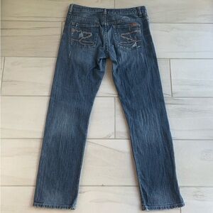 Seven7 Light wash distressed straight jeans